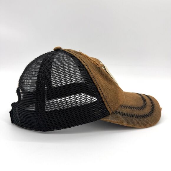 Ariat Distressed Trucker Hat Brown Black Mesh Western Rodeo Workwear Cap - Picture 6 of 8